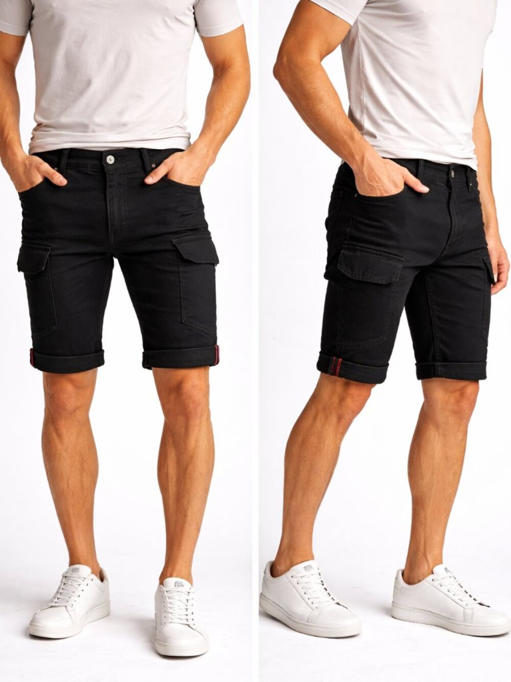 Parasuco Men's Black Denim Raggae Medium Rise Cargo Shorts - Size 34 - NWT